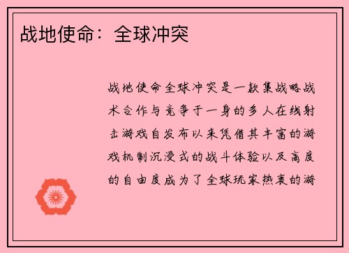 战地使命：全球冲突